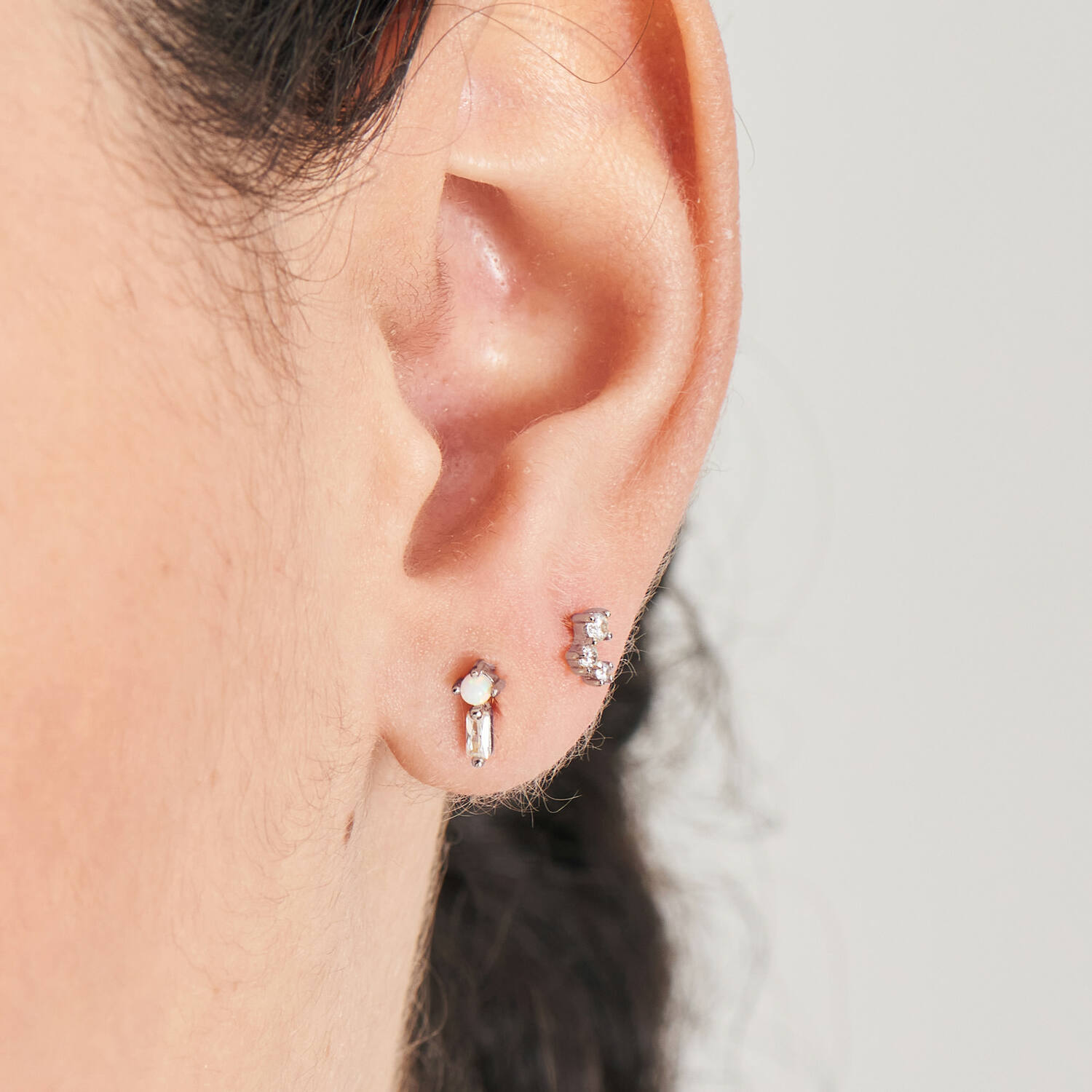  Ear Edit - Oorstekers - Zilver / Gerodineerd - Opaal